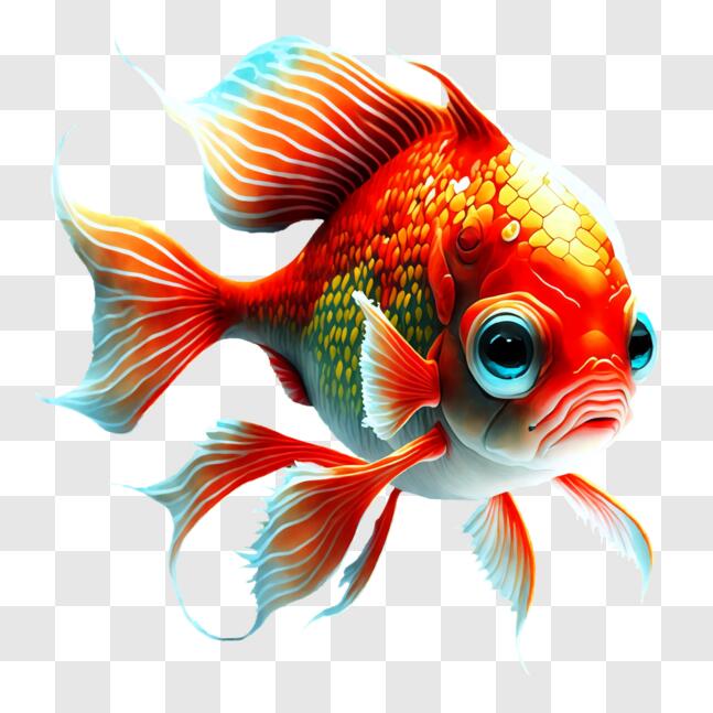 Download Beautiful Red Fish Swimming in Water PNG Online - Creative Fabrica
