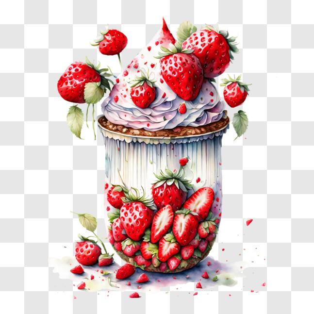 Download Delicious Cup of Strawberries with Whipped Cream and Chocolate ...
