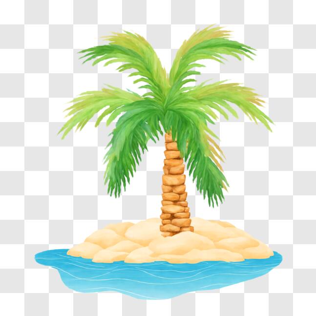 Download Tropical Island with Palm Tree and Rocks PNGs Online ...