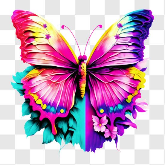 Download Vibrant Butterfly on Flower PNG Online - Creative Fabrica