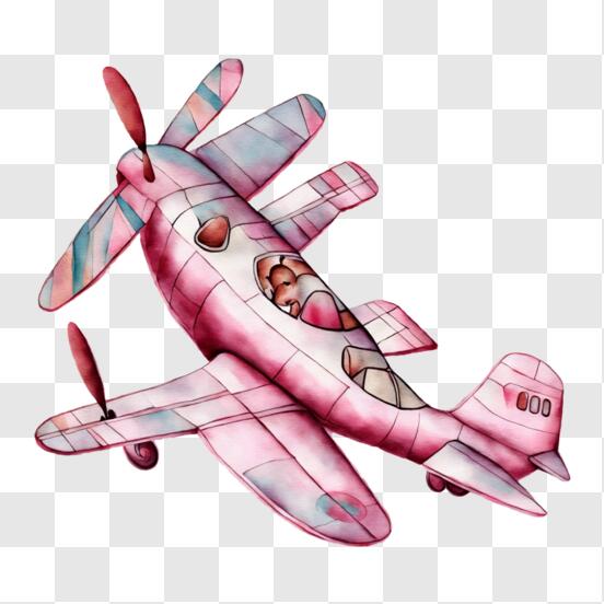 Baixe Avião Rosa Artístico Voando Alto no Céu PNG - Creative Fabrica