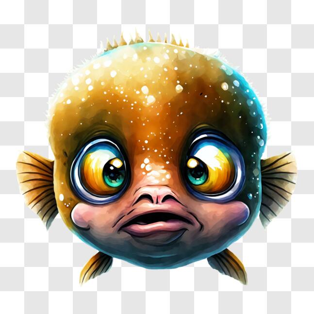 Download Funny Cartoonish Fish with Big Eyes PNGs Online - Creative Fabrica