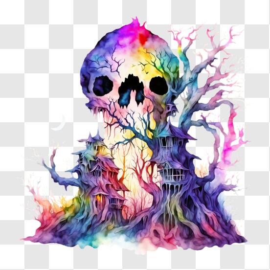 Design PNG E SVG De Crânio De Halloween Assustador Para Camisetas