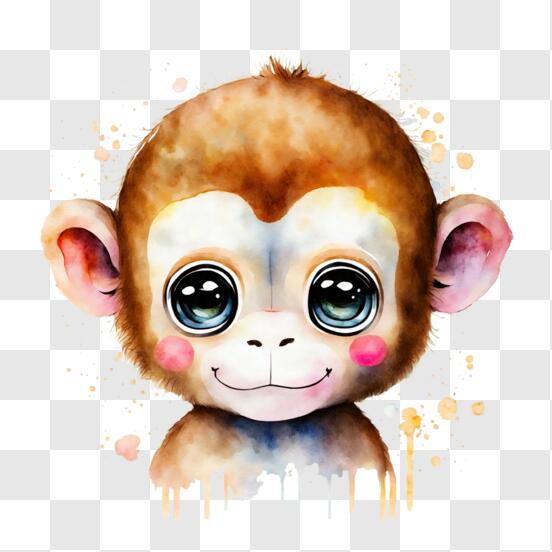 Desenho de macaco, macaco de ouro pintado à mão dos desenhos animados,  amor, aquarela Pintura png