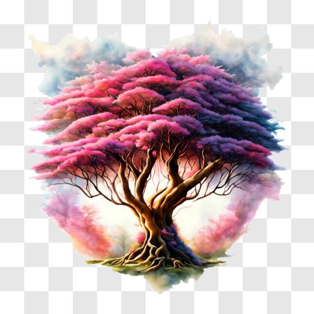 Pink Tree Abstract Download Abstract Pink Tree in a Cloudy Sky PNGs Online - Creative Fabrica
