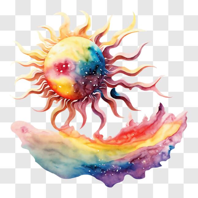 Download Colorful Abstract Sun with Rainbow Background PNG Online ...