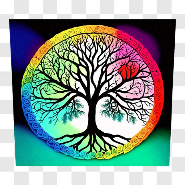 Download Colorful Tree of Life with Upside-Down Rainbow Circle PNGs ...