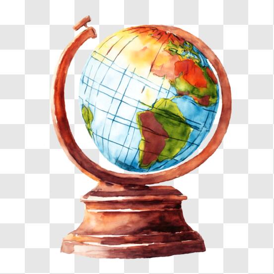 Télécharger Globe terrestre aquarelle - Outil éducatif pour apprendre sur  le monde PNG En Ligne - Creative Fabrica