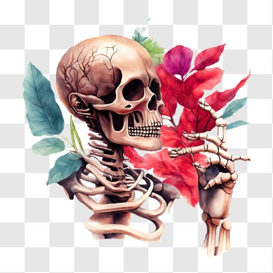 Skull Flowers Vector PNG Images, Skull With Flowers, Skull Clipart, Flowers,  Stick Figure PNG Image For Free Download
