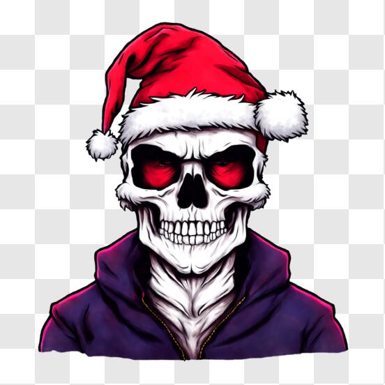 Download Creepy Santa Skull with Black Hoodie and Red Eyes PNG Online -  Creative Fabrica