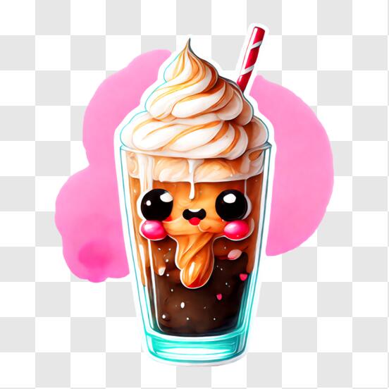 Desenho para colorir fofo de milkshake com chantilly · Creative Fabrica