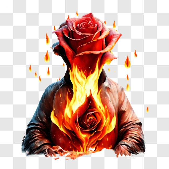 Download Burning Roses - Man with Head Covered in Flames PNGs Online ...