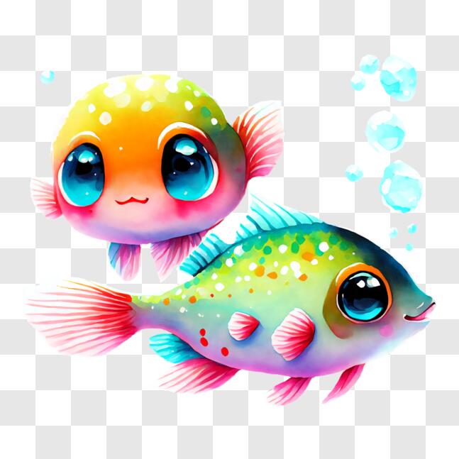 Download Playful and Cute Colorful Fish in a Water-based Environment PNG  Online - Creative Fabrica