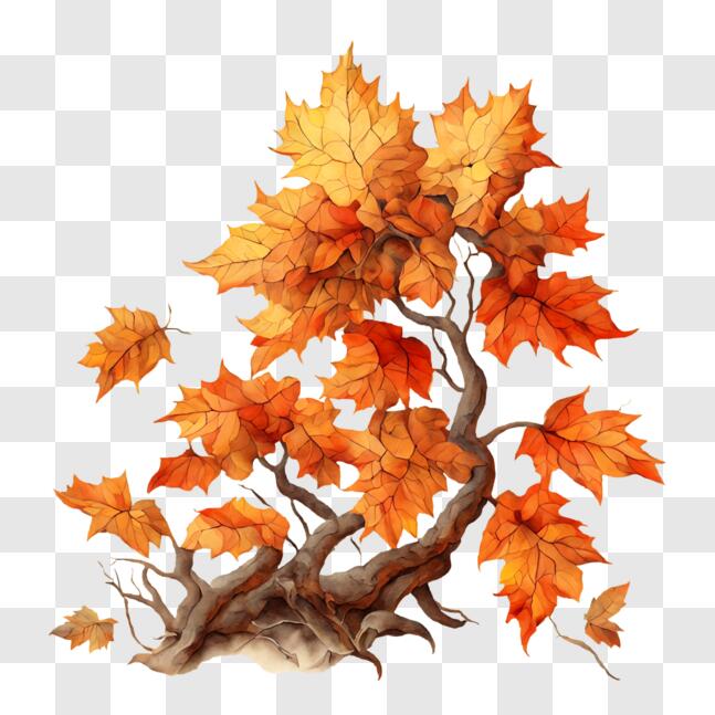 Download Beautiful Autumn Tree with Vibrant Colored Leaves PNG Online ...