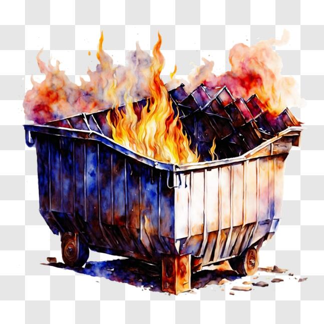 Download Burning Trash Can Dispose Waste Safely PNG Online Creative