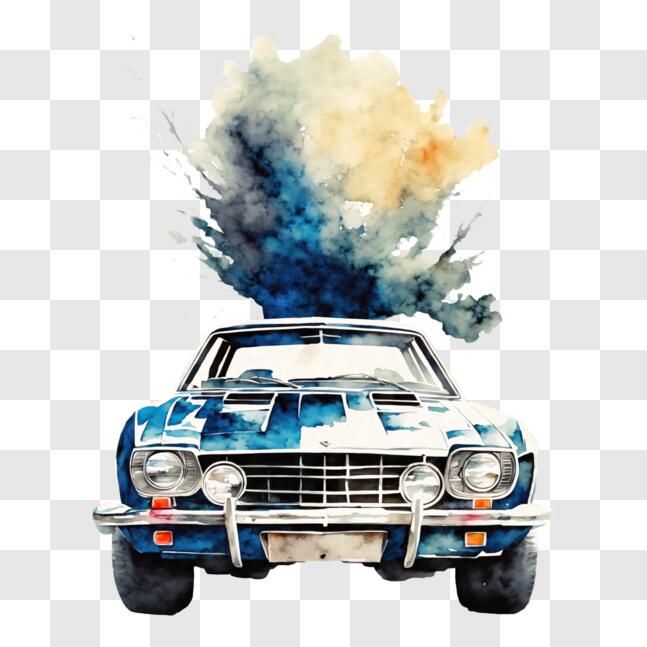 Download Blue Car with White Smoke PNG Online - Creative Fabrica