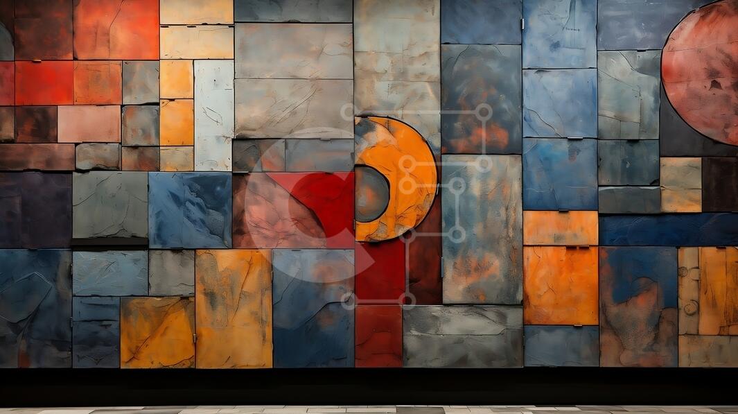 Abstract Geometric Mural with Vibrant Colors stock photo | Creative Fabrica