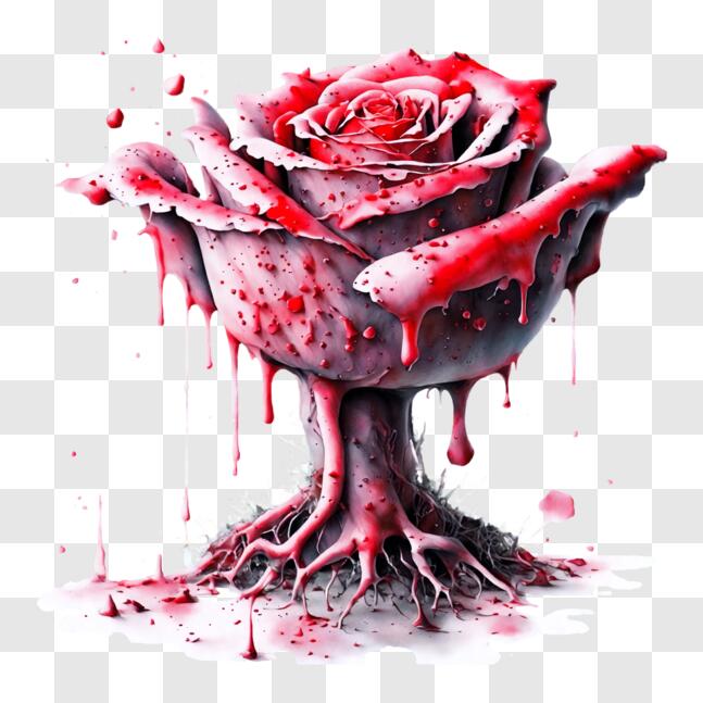 Download Gothic Red Rose with Blood Drips PNGs Online - Creative Fabrica