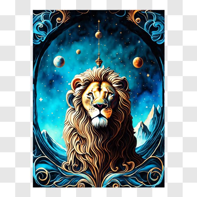 Download Lion with Celestial Background PNGs Online - Creative Fabrica
