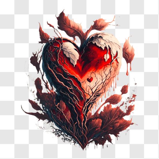 Download Symbolic Red Heart with Blood PNG Online - Creative Fabrica