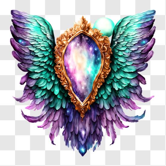 Colorful Angel Wings Artwork with Mirrored Center