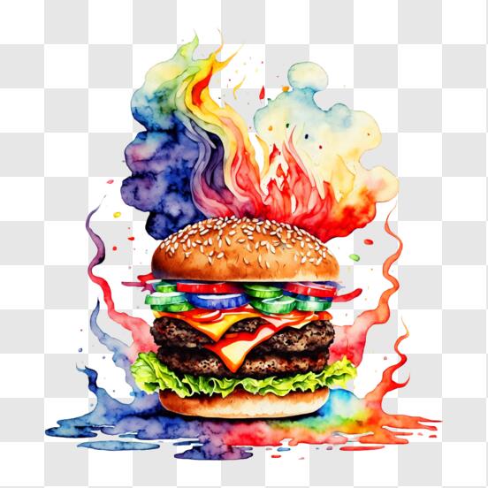 Descarga Obra de arte de hamburguesa colorida en papel vacío PNG En Línea -  Creative Fabrica