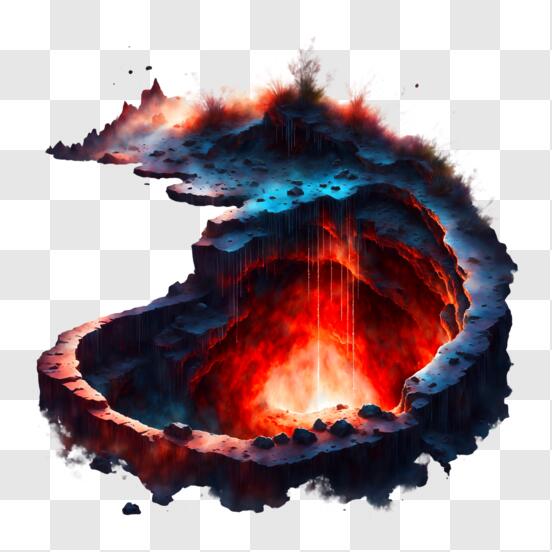 Um desenho realista de um dragão de fogo em um vulcão · Creative