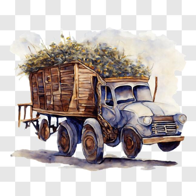Download Vintage Truck Carrying Bundles of Hay PNGs Online - Creative ...