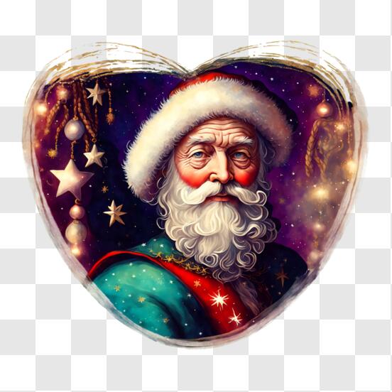 Télécharger Peinture du Père Noël en forme de coeur pour les décorations de  vacances PNG En Ligne - Creative Fabrica