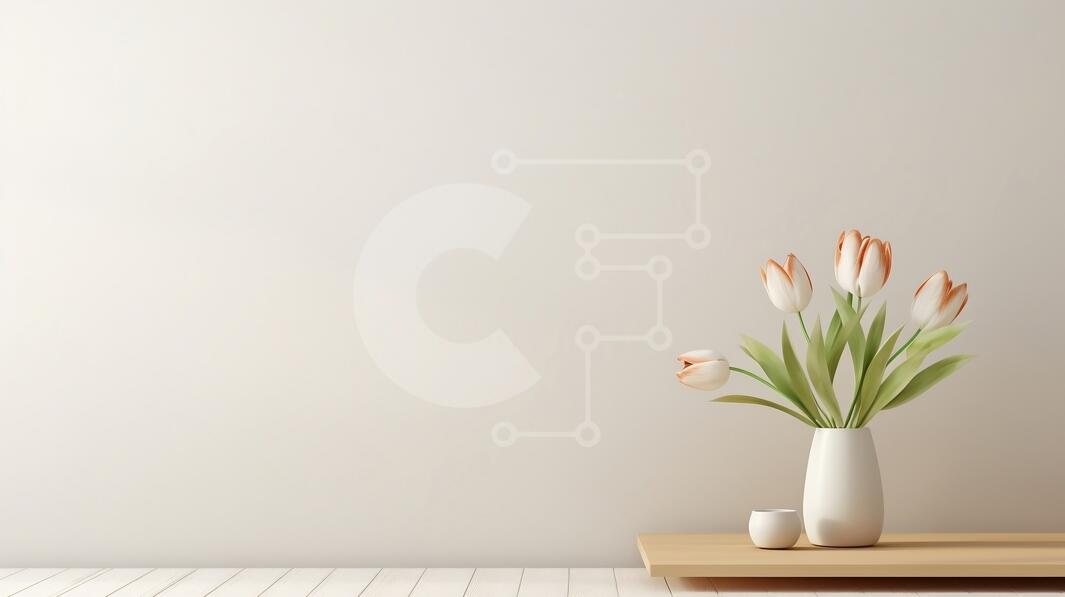 Beautiful Orange Tulips in a Vase stock photo | Creative Fabrica