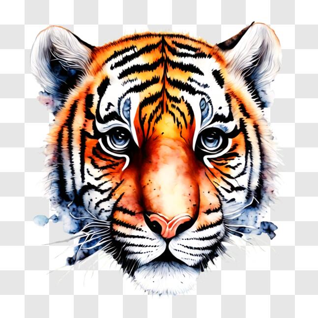 Download Vibrant Tiger's Head Painting PNG Online - Creative Fabrica