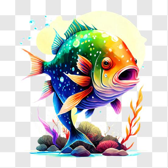 10 Fish Drawing (PNG Transparent)