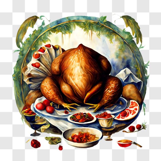 Download Thanksgiving Turkey on a Decorated Table PNG Online - Creative ...