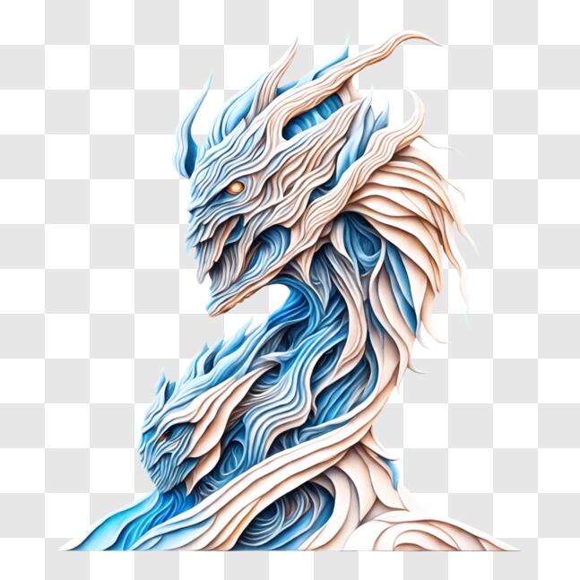 Download Blue and White Dragon's Head with Flowing Hair PNGs Online ...