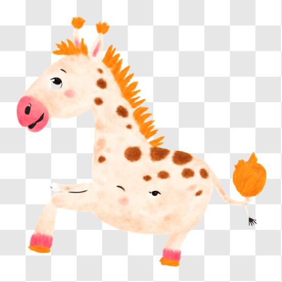 Baby Giraffe with Polka Dots Border