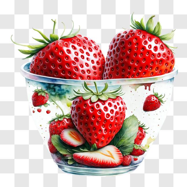 Download Delicious Fresh Strawberries in a Glass Bowl PNG Online ...