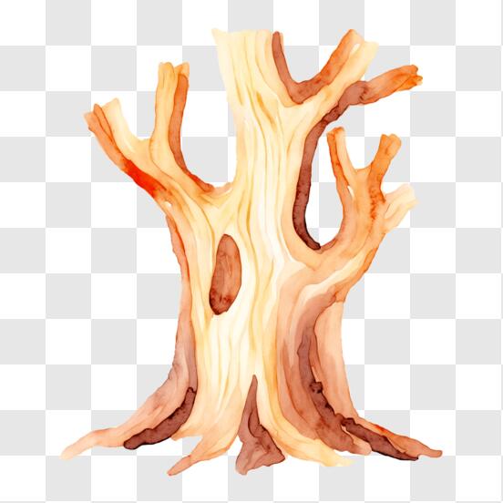 Download Cartoon Illustration of an Old Tree in the Forest PNG Online ...