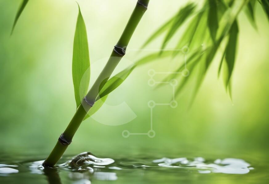Bamboo Stem and Frog in Water stock photo Creative Fabrica