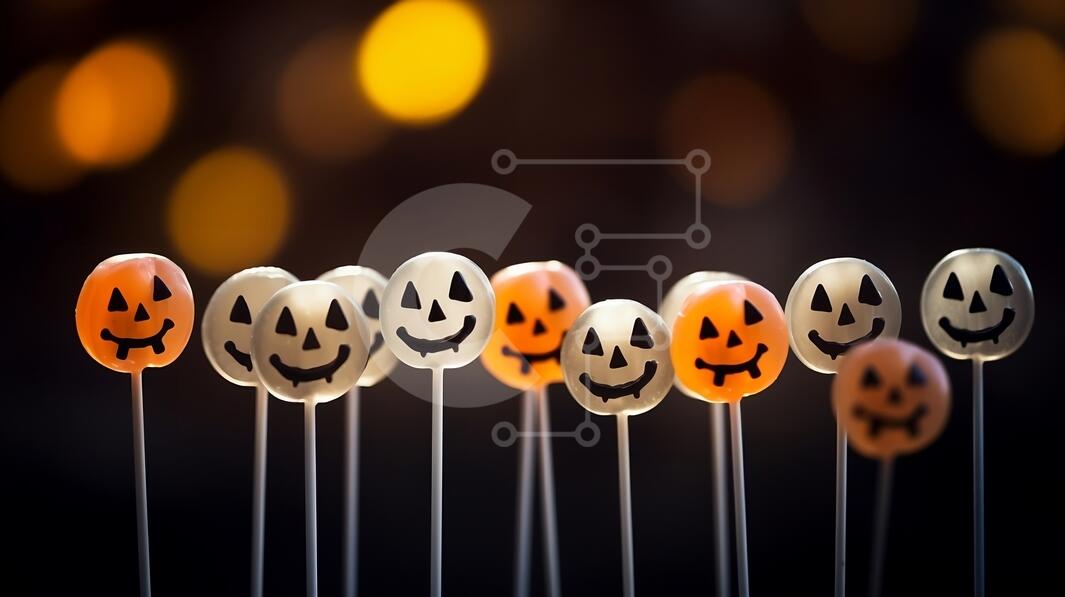 Halloween Pumpkin Lollipops on Sticks stock photo | Creative Fabrica