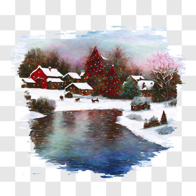 Download Winter Scene Painting for Home Decoration and Inspiration PNG ...