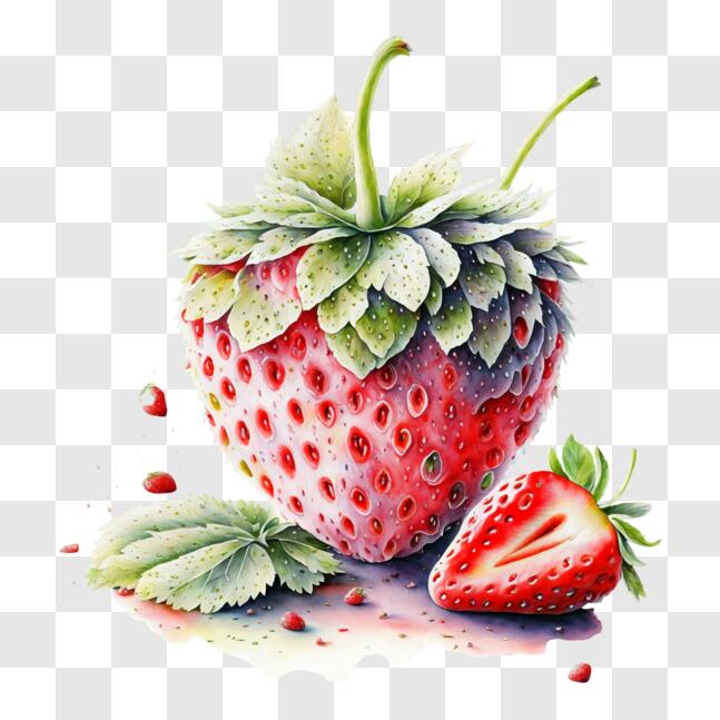 Download Vibrant Watercolor Painting of Strawberries PNG Online ...
