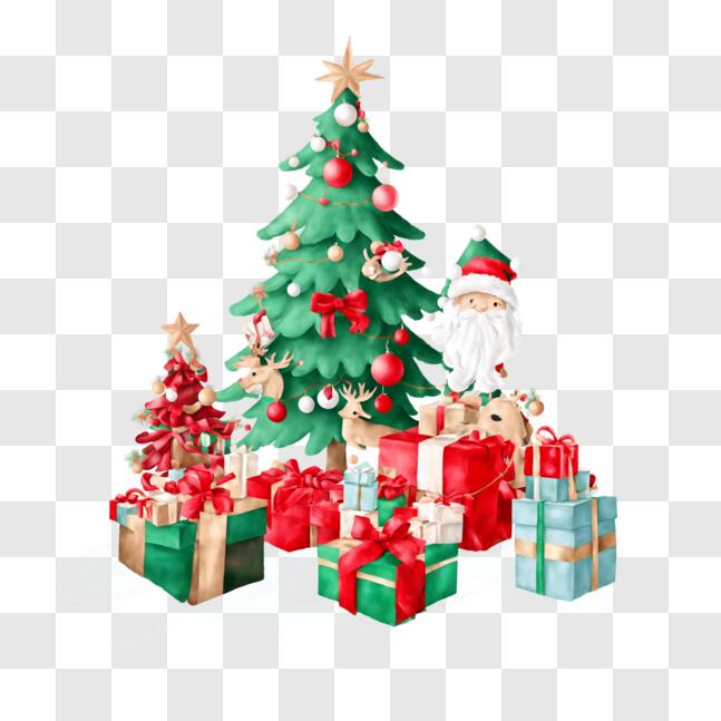 Download Christmas Tree with Presents and Santa Claus PNGs Online ...