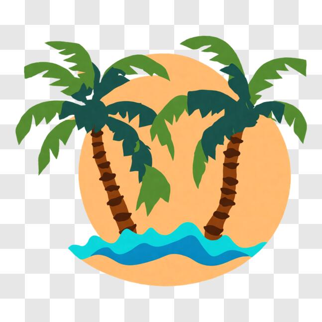 Download Tropical Paradise - Palm Trees Circle with Water PNG Online ...