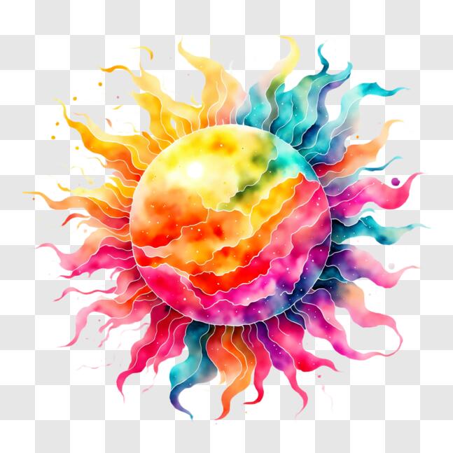 Download Colorful Stylized Sun with Vibrant Rays PNGs Online - Creative ...