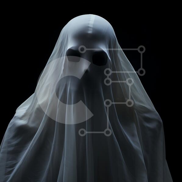 Vintage Ghost Costume with Eyes in Black and White stock photo