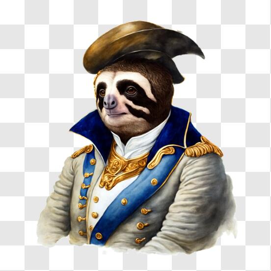 Sloth Wearing Military Uniform and Hat
