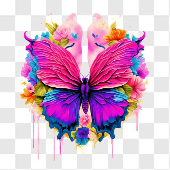 Download Vibrant Butterfly on Flower PNG Online - Creative Fabrica