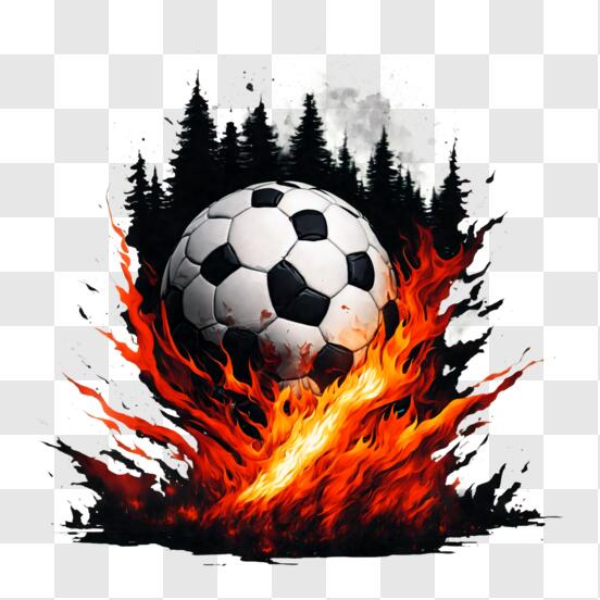 Bola de futebol em fogo e água ilustração da bola de futebol envolta