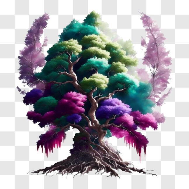 Download Colorful Octopus Tree with Purple, Pink, and Green Leaves PNGs ...