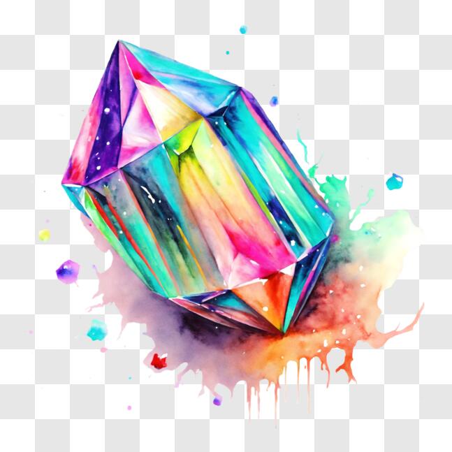 Download Abstract Crystal with Vibrant Watercolor Splashes PNGs Online ...